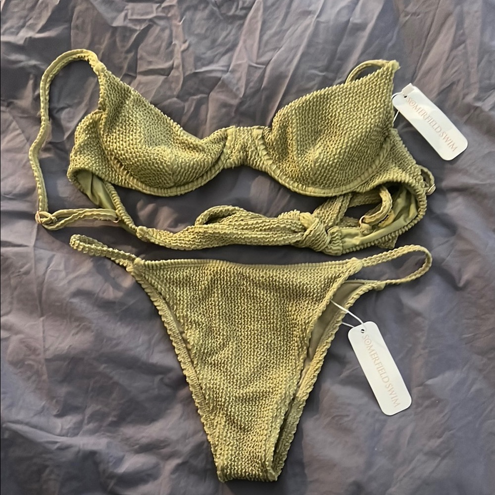 Somerfield Swim Textured Green Bikini NWT
